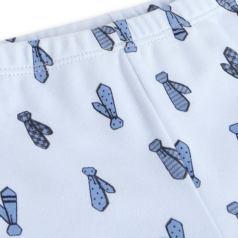 Boys White and Light Blue Printed Smock with Legging image number null